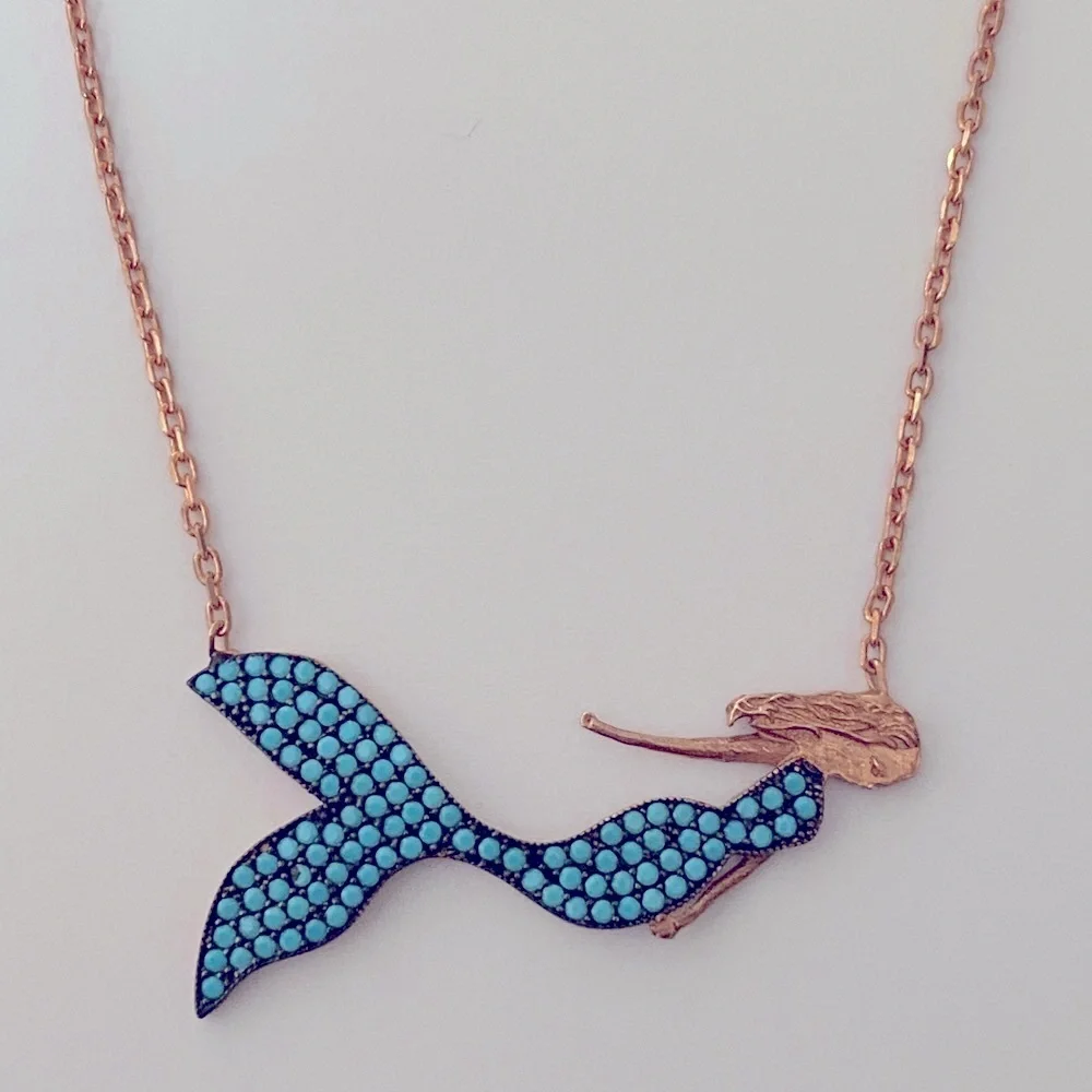 🧜🏻‍♀️Mermaid 925 silver blue turquoise necklace